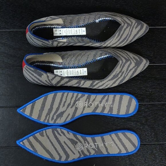 Rothy's The Point Flats In Grey Zebra RETIRED SIZE 7.5 - Picture 4 of 6